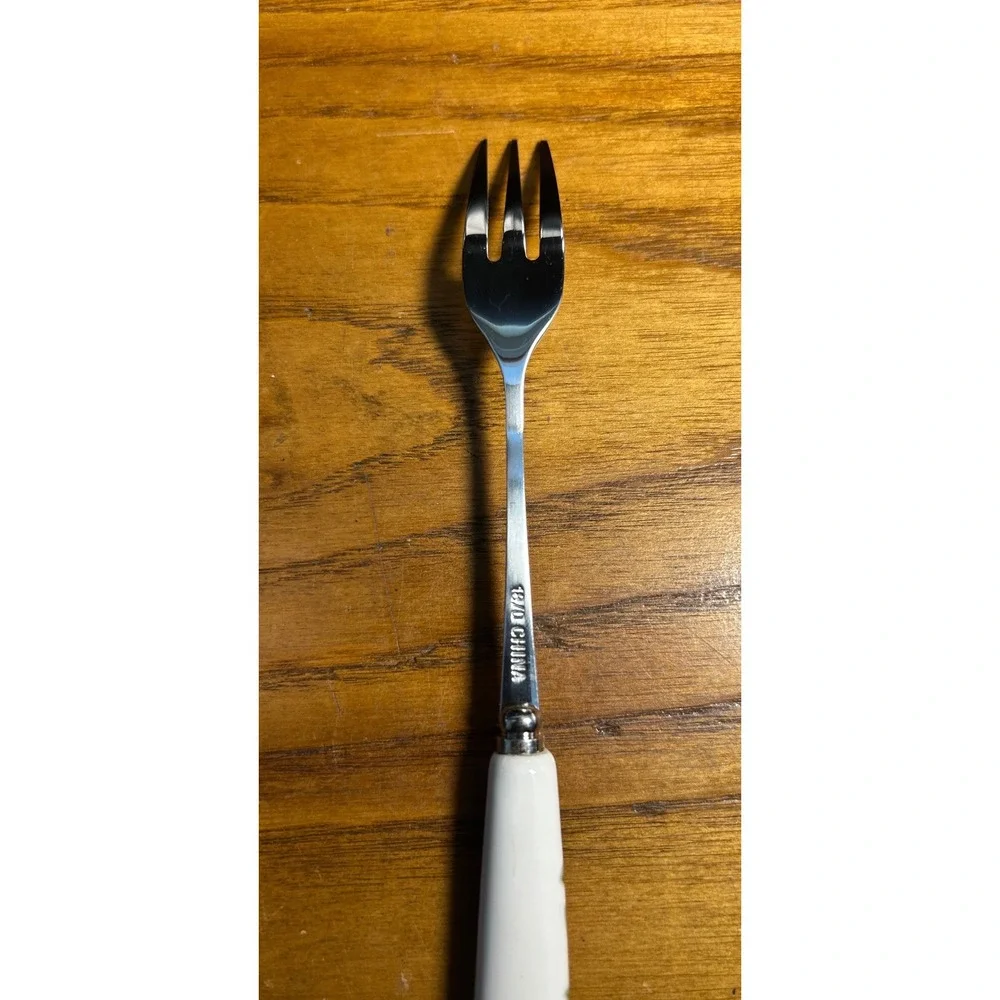 $50.43 8 Stainless 18/10 Tea Spoons & fork Dessert Spoons Floral Design Ceramic